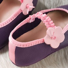 Pololo Lederpuschen Ballerina aubergine 30/31