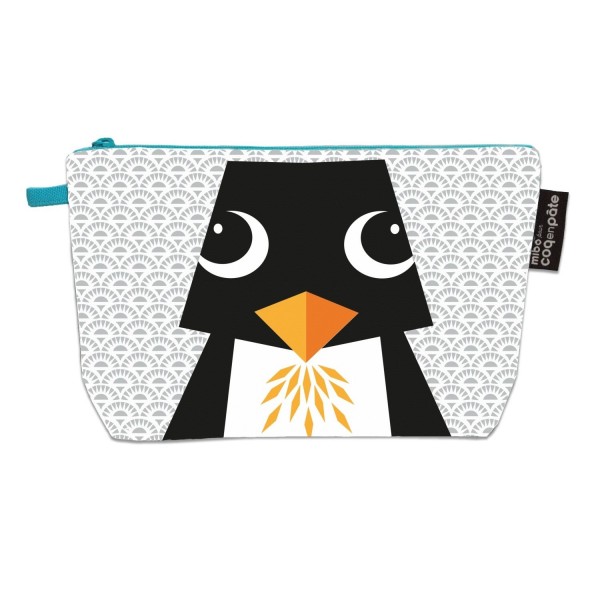 Coq en Pate Kulturtasche aus Baumwolle Pinguin Mibo grau
