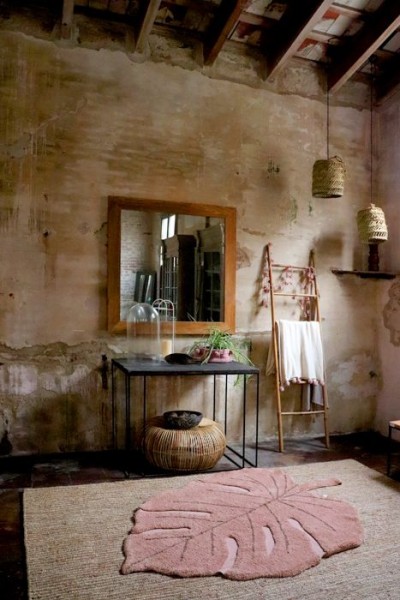 Lorena Canals Teppich Monstera Vintage Nude