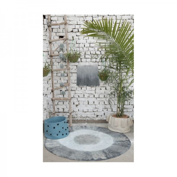 Lorena Canals waschbarer Kinderteppich rund Tie-Dye Vintage Blau