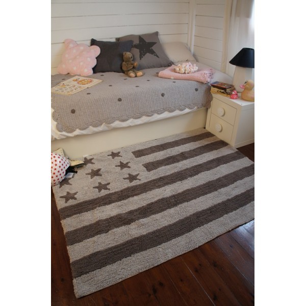 Lorena Canals Kinderteppich Flagge Amerika grau