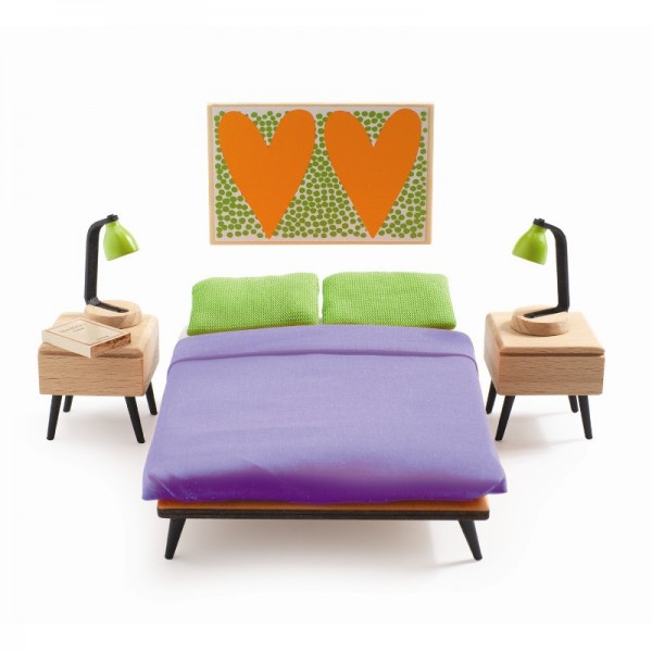 Djeco Puppenhauszubehör Elternschlafzimmer