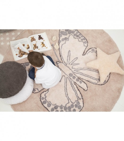 Lorena Canals Kinderteppich rund Butterfly beige nude
