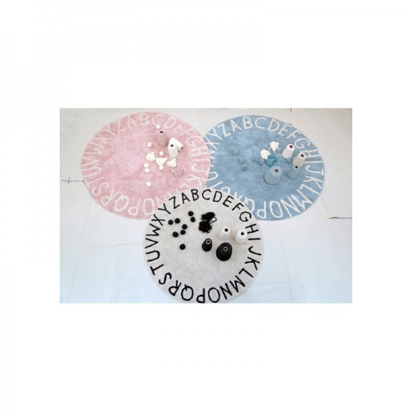 Lorena Canals runder Kinderteppich ABC Vintage Blue