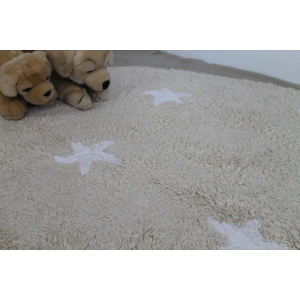 Lorena Canals Kinderteppich Cielo rund Sterne beige