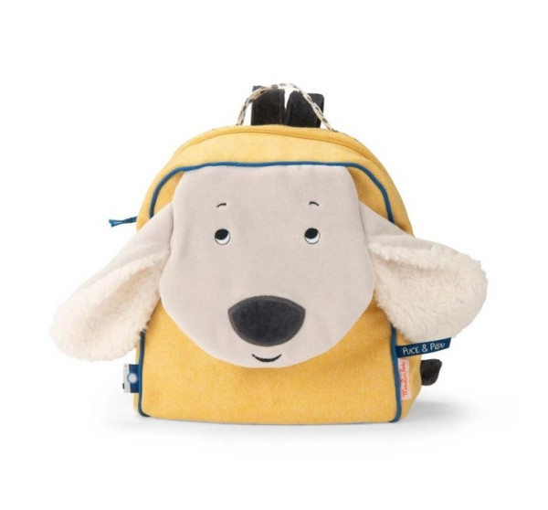 Moulin Roty Puce und Pilou Stoffrucksack Hund gelb