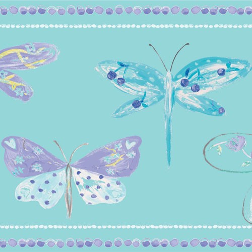 Caselio Bordüre Schmetterlinge aqua 66206099