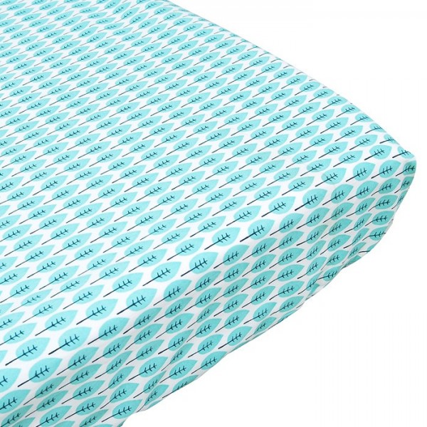 Taftan Spannbettlaken Blätter blau-grün 70x140cm