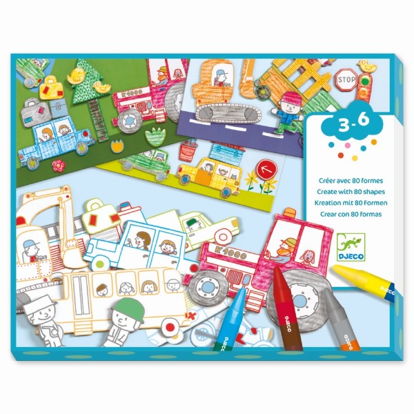 Mit Formen gestalten Die Welt der Autos von Djeco 3+