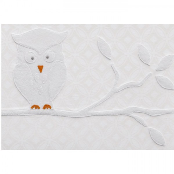 Taftan Wandlampe Eule weiß halbrund