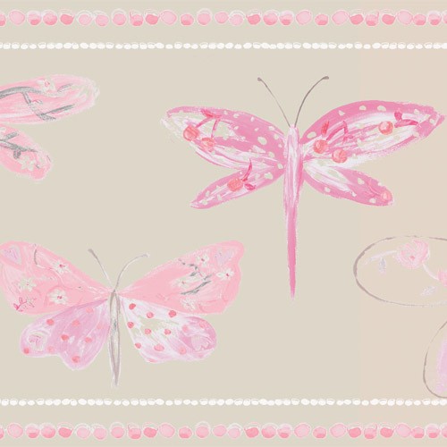 Caselio Bordüre Schmetterlinge beige/rosa 66204012