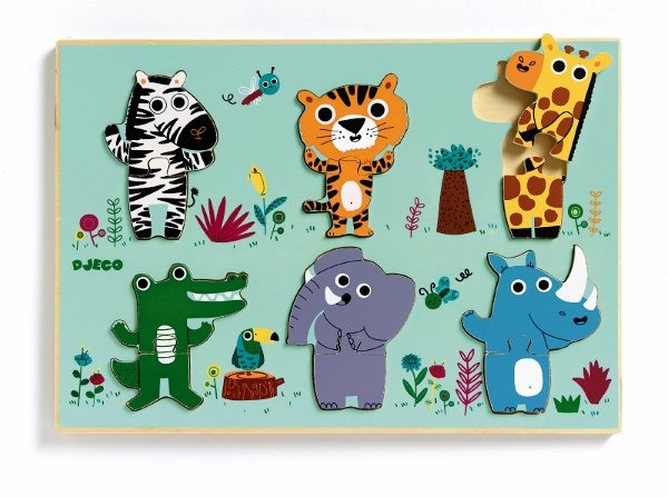 Djeco Steckpuzzle Hallo Dschungel 1+