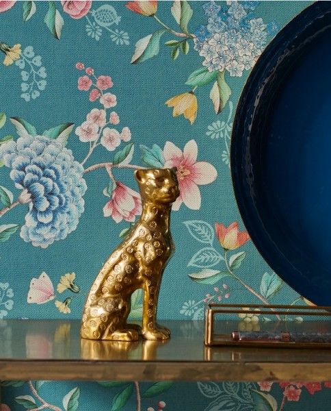 Pip Studio 5 Vliestapete Blau mit bunten Blumen