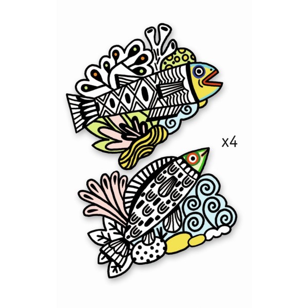 Djeco Malbuch Samtbilder Hübsche Fische 3+