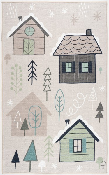Scandic Living Teppich Häuser naturfarben 100x160