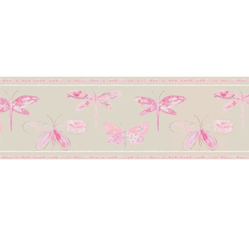 Caselio Bordüre Schmetterlinge beige/rosa 66204012