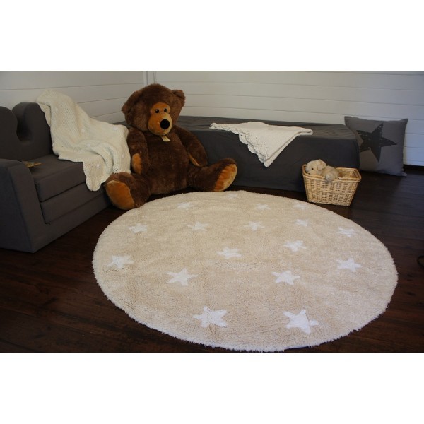 Lorena Canals Kinderteppich Cielo rund Sterne beige