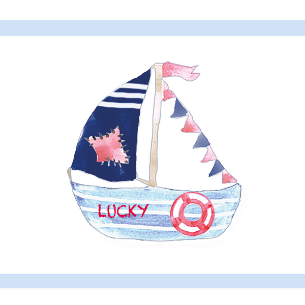 Hansekind Selbstklebende Bordüre Segelschiff blau