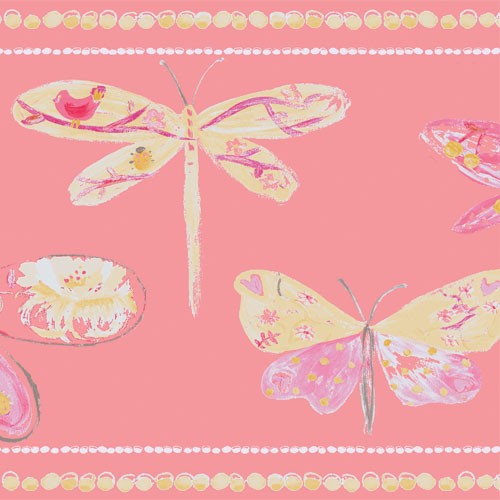 Caselio Bordüre Schmetterlinge koralle 66203030