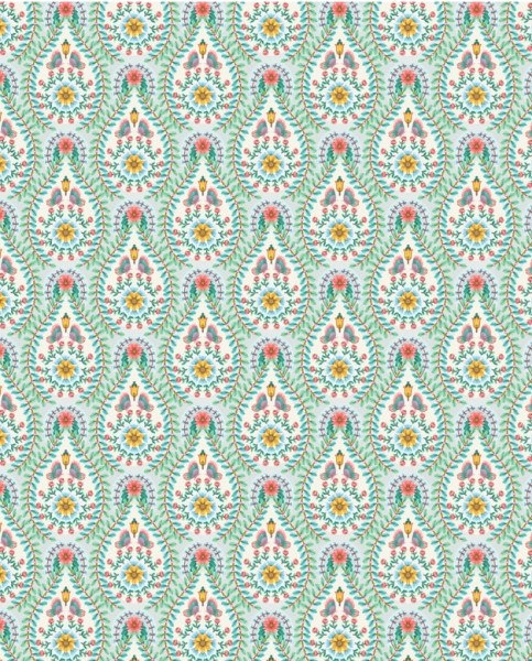 Pip Studio 5 Vliestapete Ornamente Türkis bunt gemustert