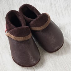 Pololo Lederpuschen Klassik uni braun 28/29