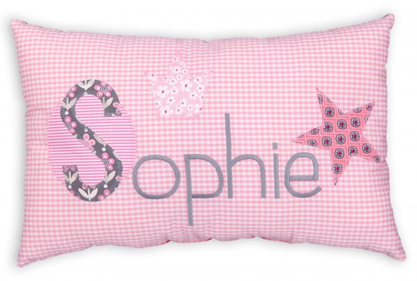 Crepes Suzette Namenskissen Krone und Stern rosa