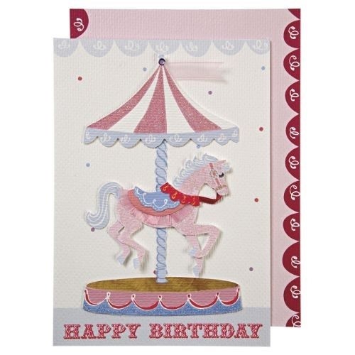 Meri Meri Grußkarte Pony Karussell pink