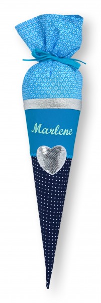 Crepe Suzettes Geschwistertüte silbernes Herz blau