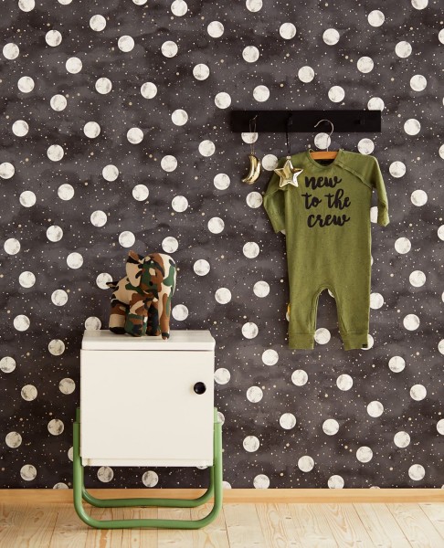 Eijffinger Mini Me nachtleuchtende Tapete Monde grau