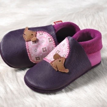 Pololo Lederpuschen Igel aubergine 18/19