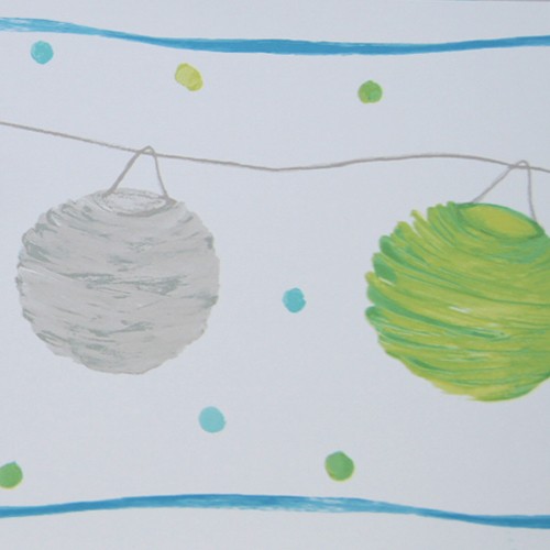 Camengo Bordüre Lampions türkis/lime 9800122