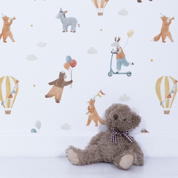 Lilipinso Vliestapete Flying Animals and Baloons Kinderzimmertapete