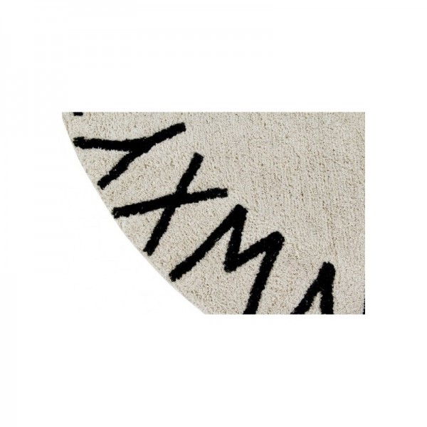 Lorena Canals runder Kinderteppich ABC natural black