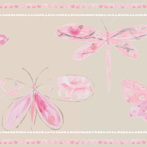 Caselio Bordüre Schmetterlinge beige/rosa 66204012