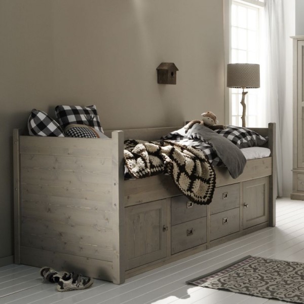 Alta Kojenbett mit Unterbauschrank 90x200cm Stone Grey