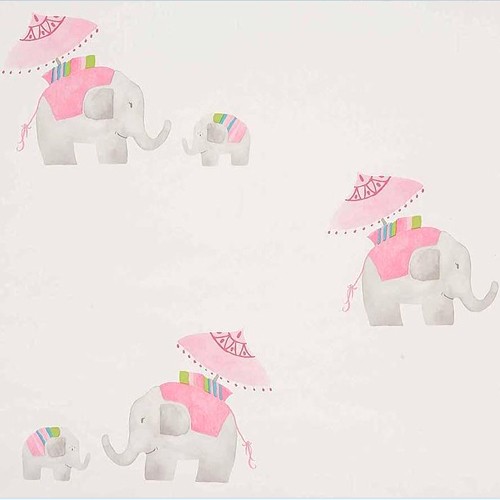Camengo Tapete mit Elefanten rosa 9810141