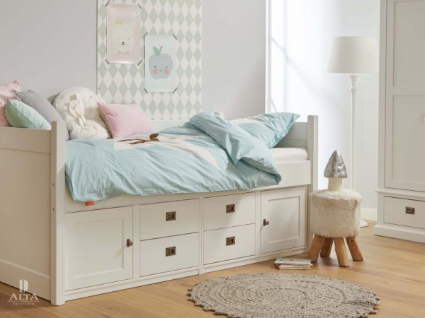 Alta Kojenbett mit Unterbauschrank 90x200cm Weiss
