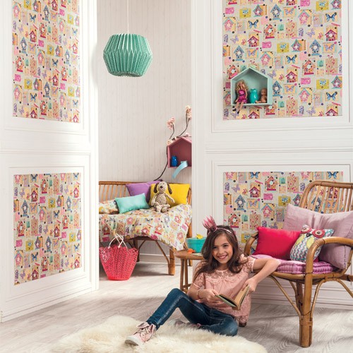 Caselio OhLaLa Stoff Vogelhäuschen türkis/beere/gelb 66374567