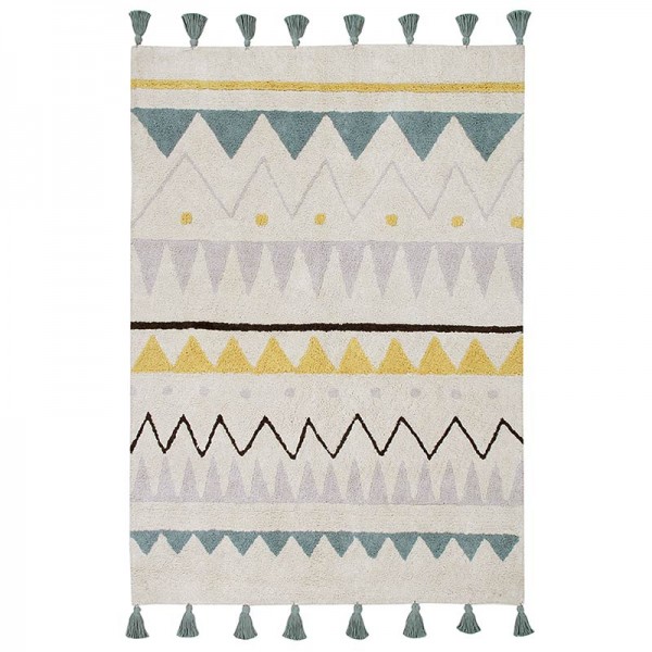 Lorena Canals Teppich Azteca natural vintage blue waschbar 120x160cm