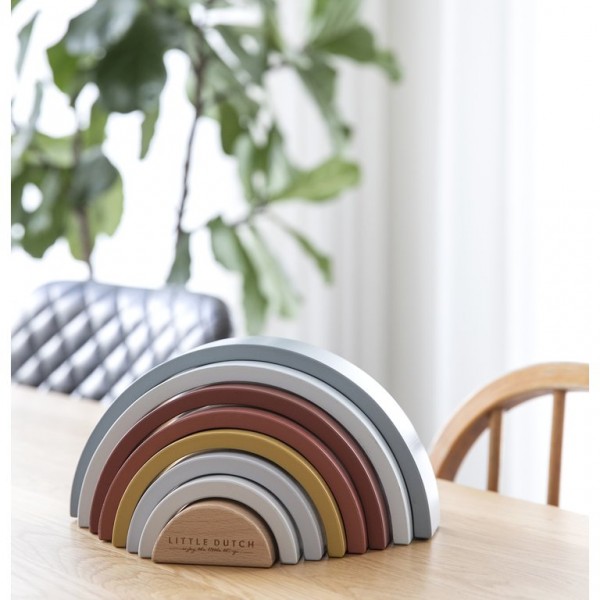 Little Dutch Holzspielzeug Regenbogen Graublau Rost 1+