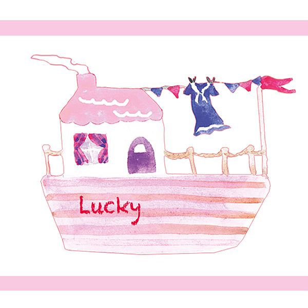 Hansekind Selbstklebende Bordüre Hausboot rosa