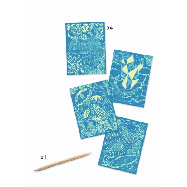 Djeco nachtleuchtende Kratzbilder Meeresleben 6+