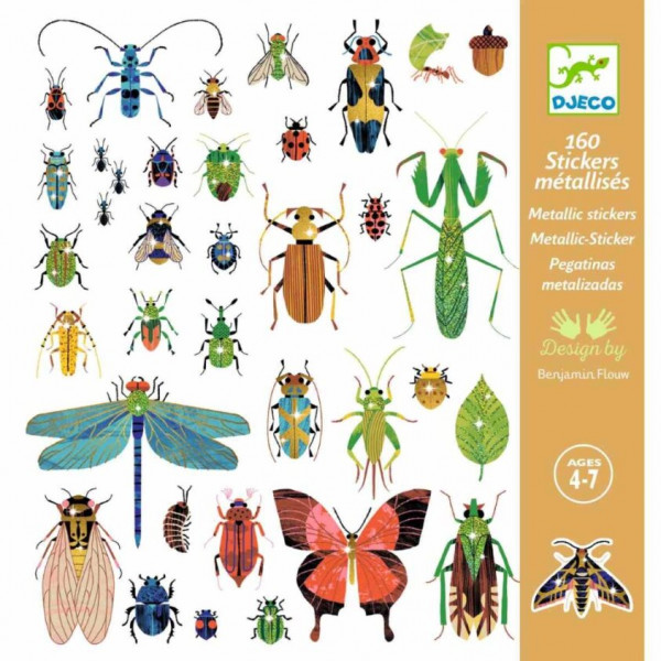 Djeco Aufkleber Metall Stickerset Insekten 4+