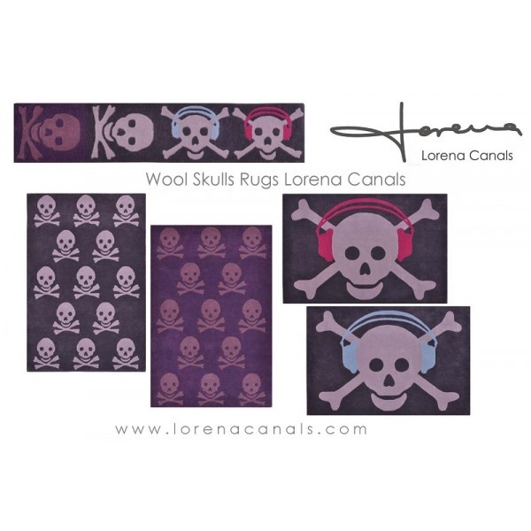 Lorena Teppich Wolle Totenkopf wine 140x200