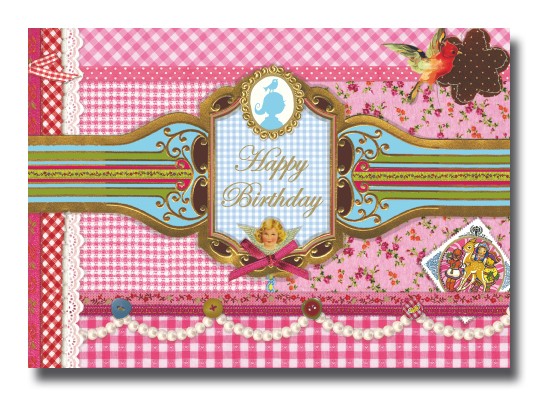 PiP Studio Grußkarte Happy Birthday rosa
