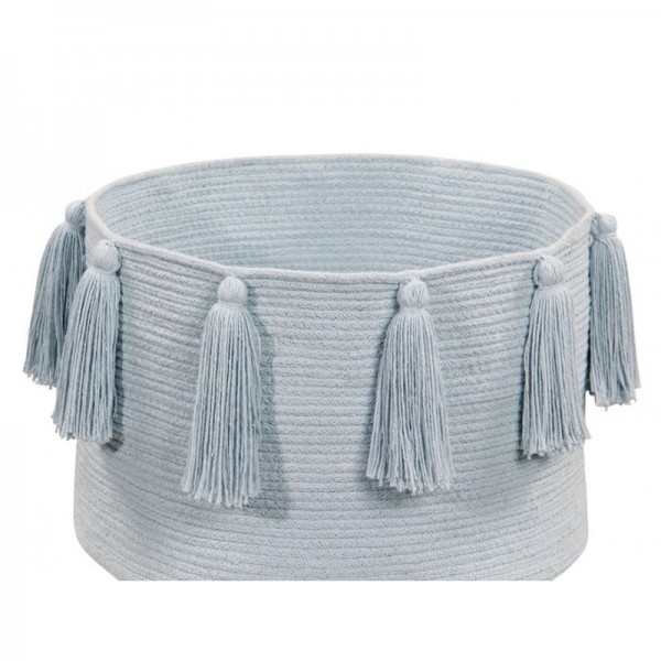 Lorena Canals Aufbewahrungskorb mit Quasten Hellblau