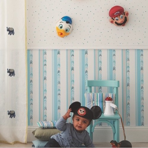 Camengo Punkte Tapete blau/beige 9820130