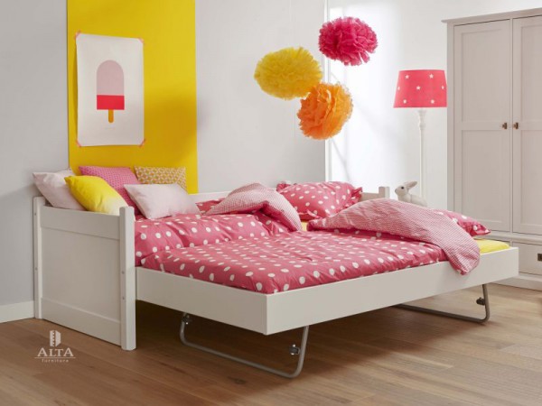 Alta Bettcouch mit Jump-up Gästebett Snow White 90x200cm