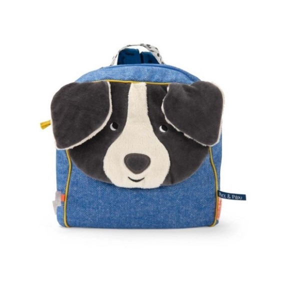 Moulin Roty Puce und Pilou Stoffrucksack Hund blau