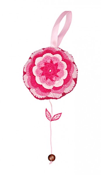 Taftan Spieluhr Häkelblume rosa